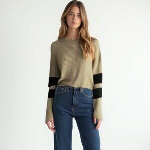 JOHN + JENN Stylish Beige and Black Women's Sweater S